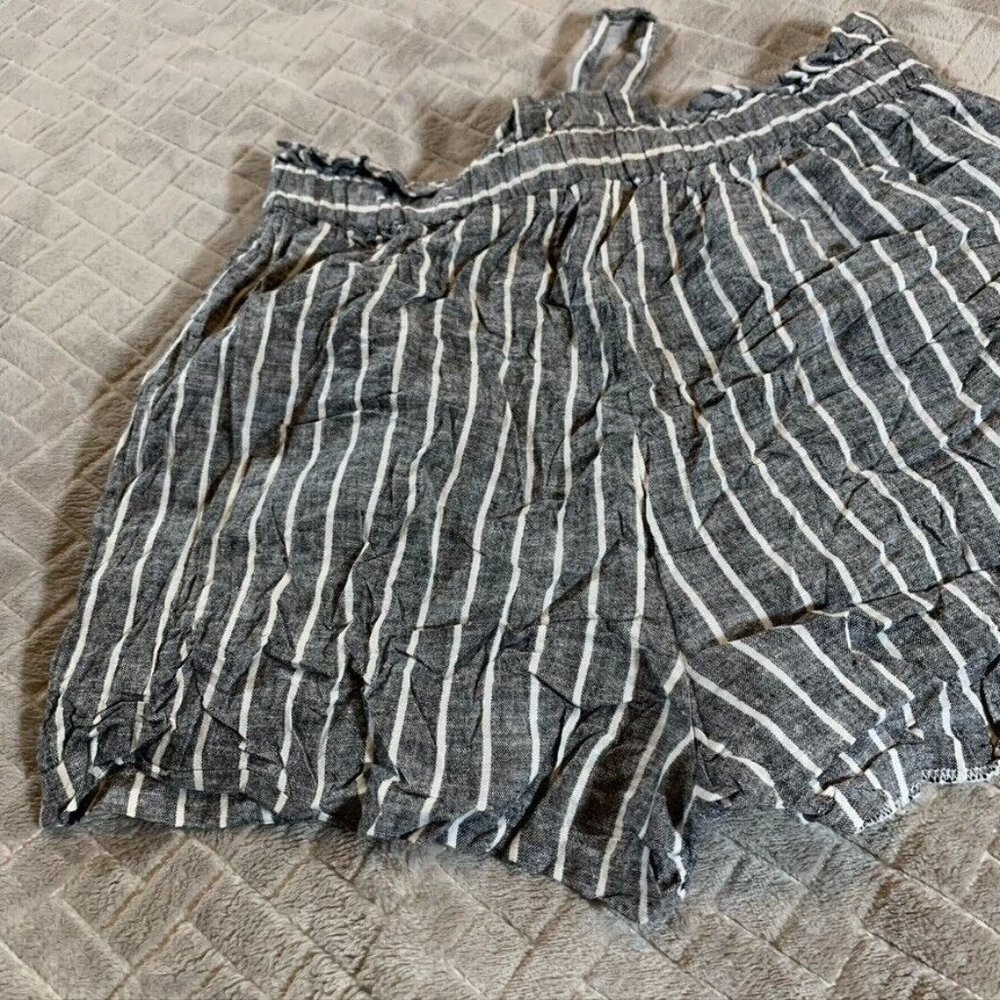Express Womens Small Short Shorts Linen Blend Gray Striped High Rise Stretch - Picture 11 of 12